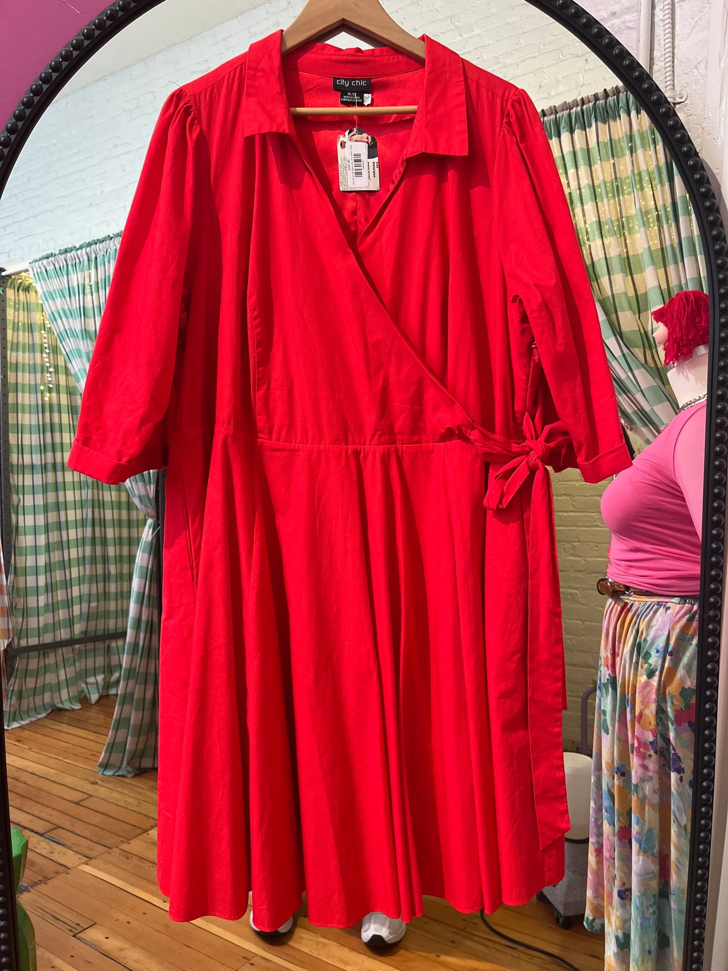 size XL/22 red cotton City Chic dress - wrap