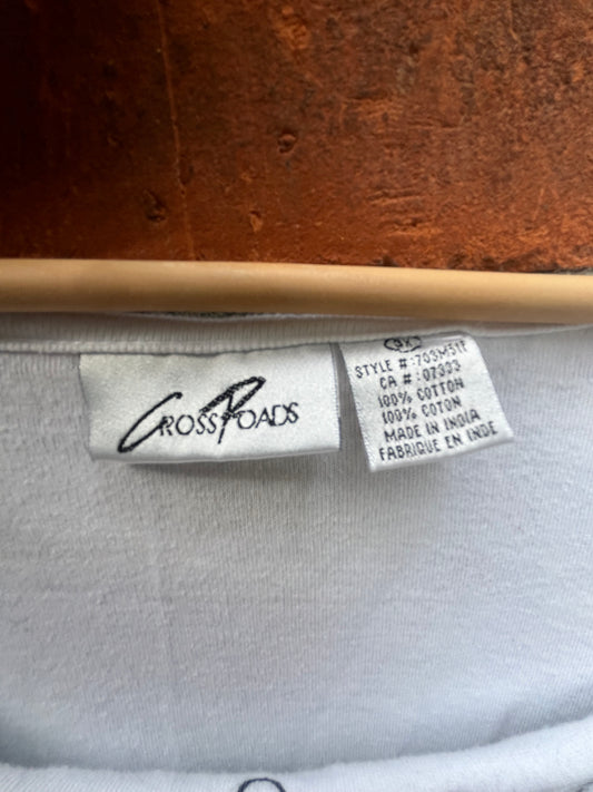 Size 3X White floral pattern Vintage Cross Roads Tee