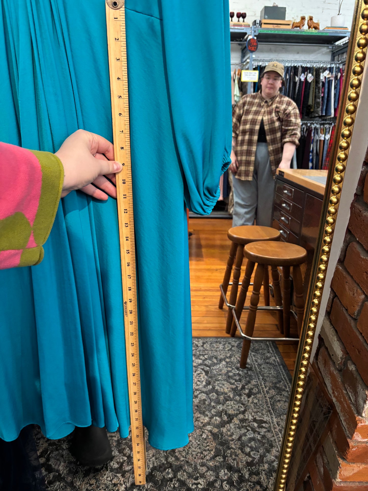 size XXL teal satin with details Kobi Halperin dress- maxi