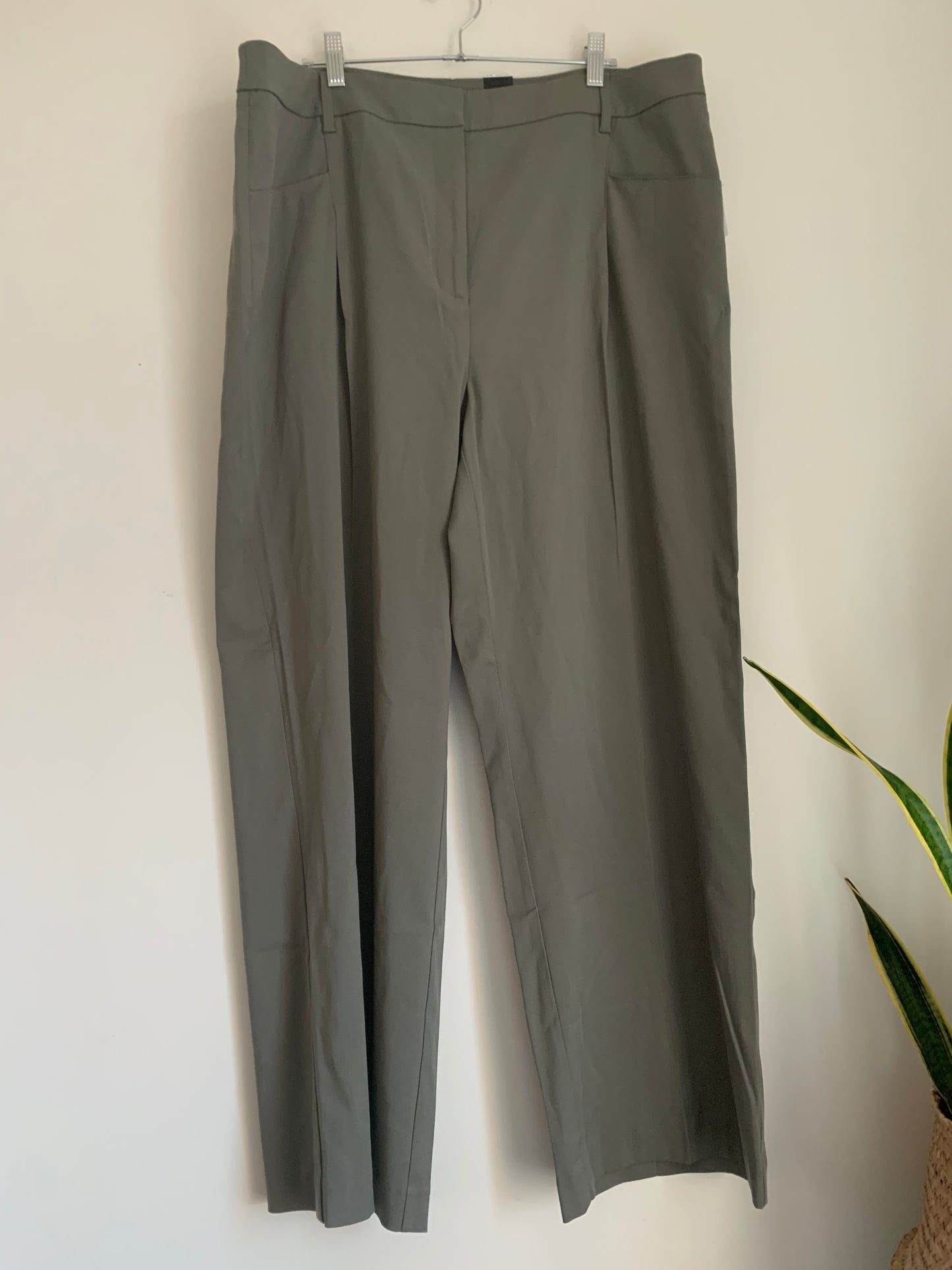 Size 20 Olive High Waist Wide Leg Trousers