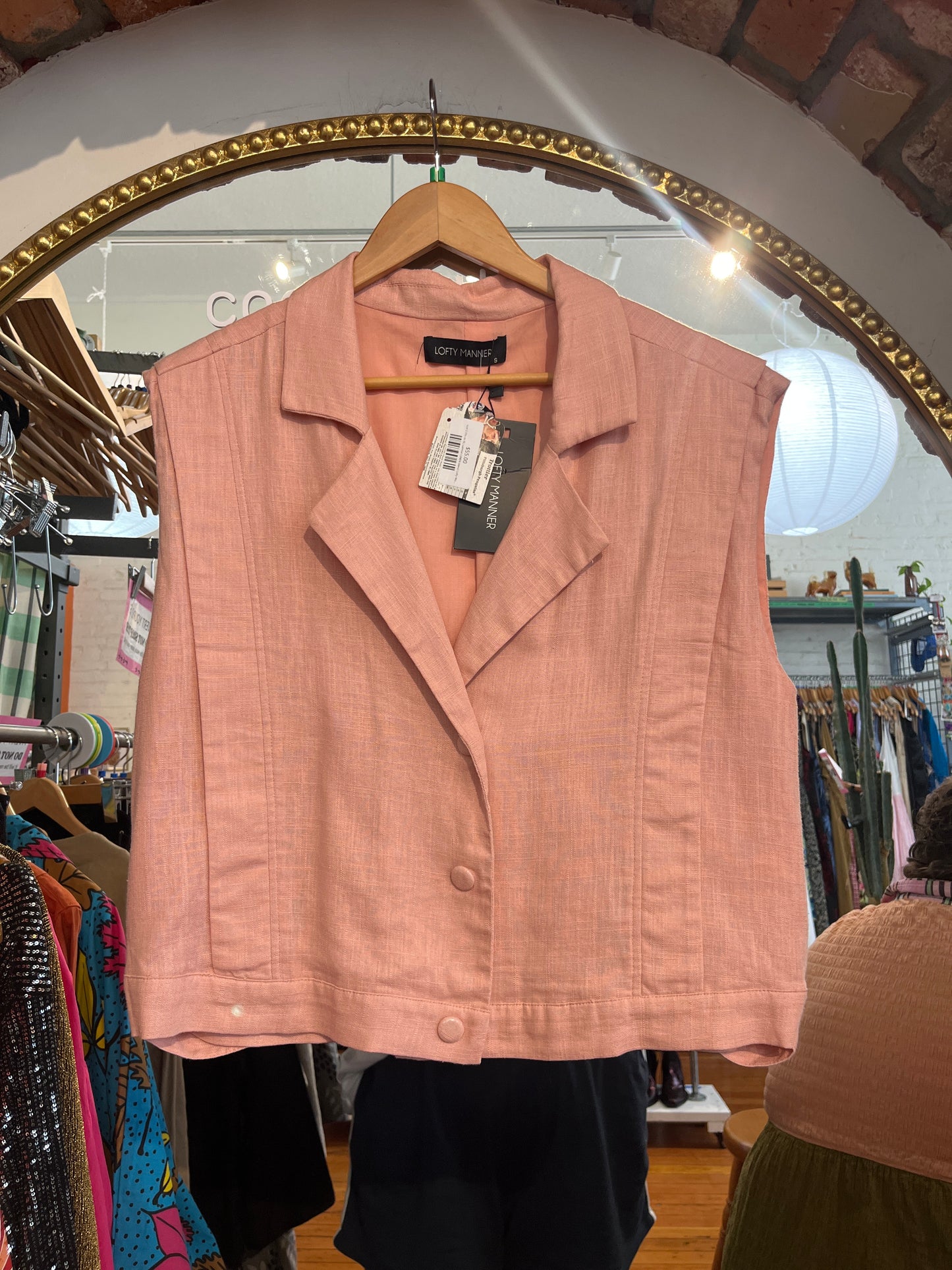 size S (fits to XL) salmon LINEN blend Lofty Manner vest