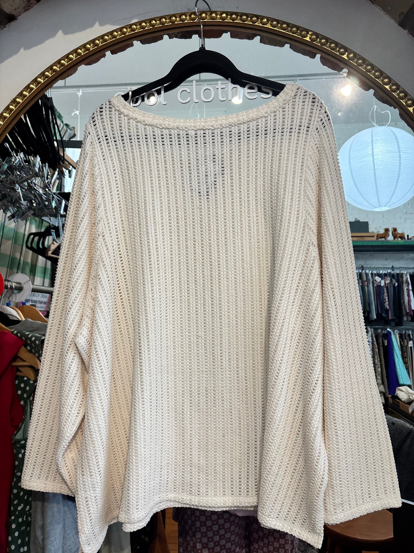 size 4X PENN cream cotton blend open fabric sweater