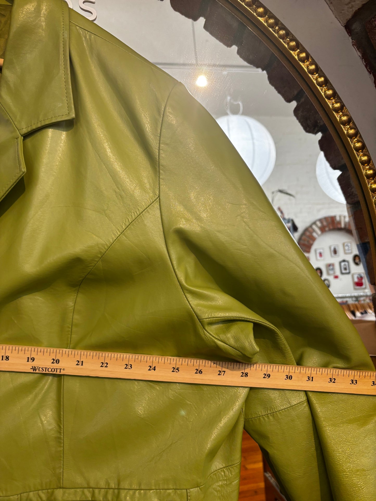 size 4X green leather VINTAGE Maggie Barnes jacket