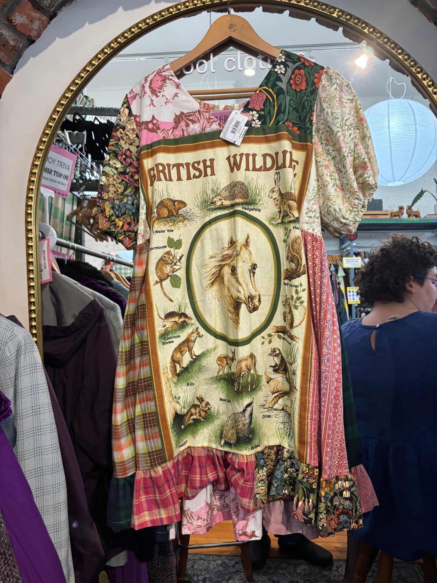 Size XL woodland animal Afrayed Upcycling dress