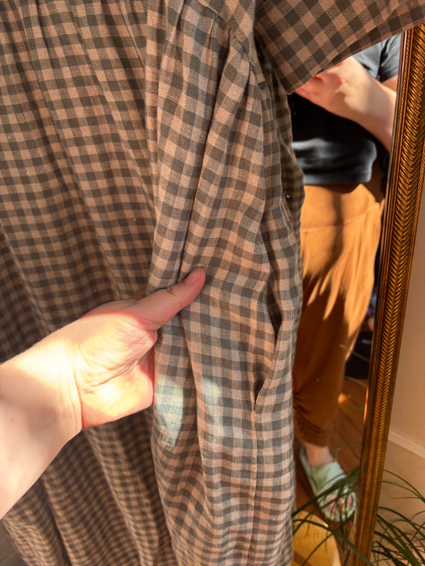 size XXL green beige check Offon Clothing dress
