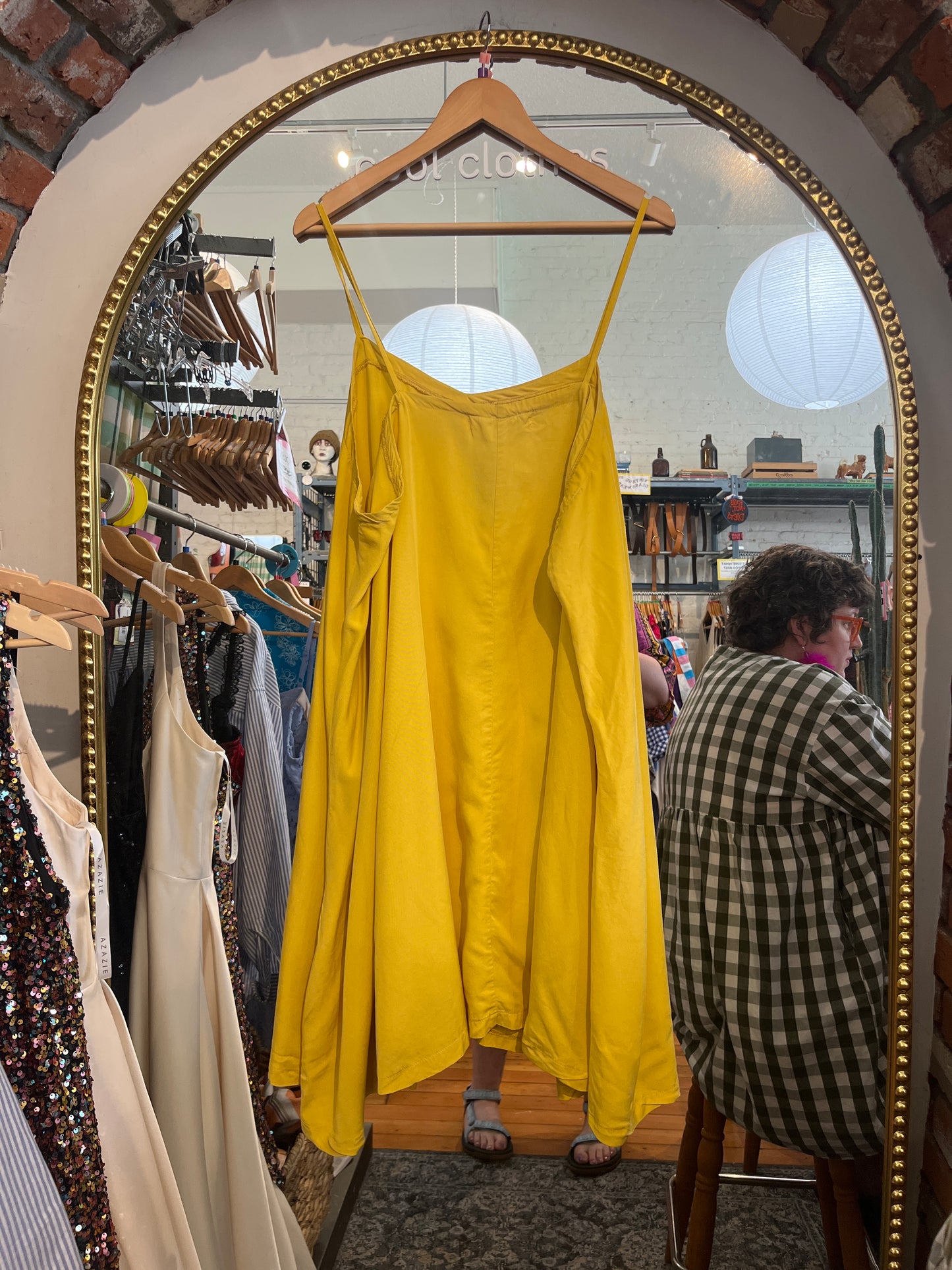 size 3X yellow tencel Lights of All dress - cami