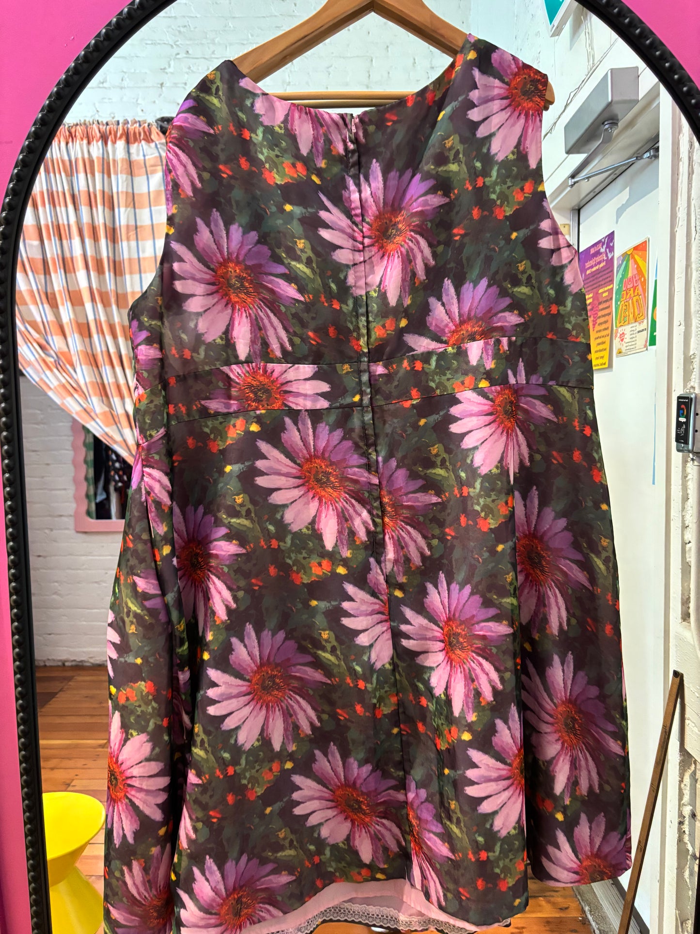 size 4X floral big purple green geode dress- knee