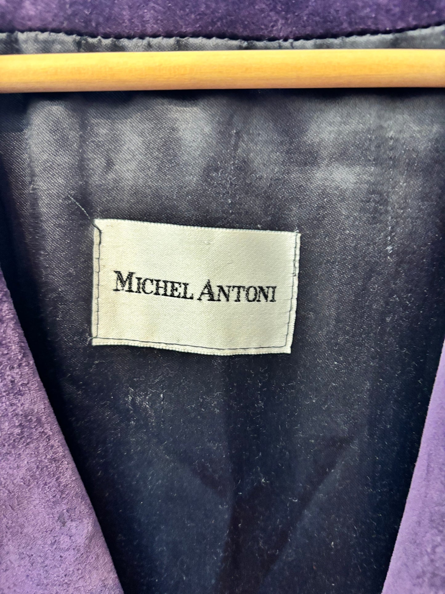 Vintage Michel Antoni purple leather long blazer jacket