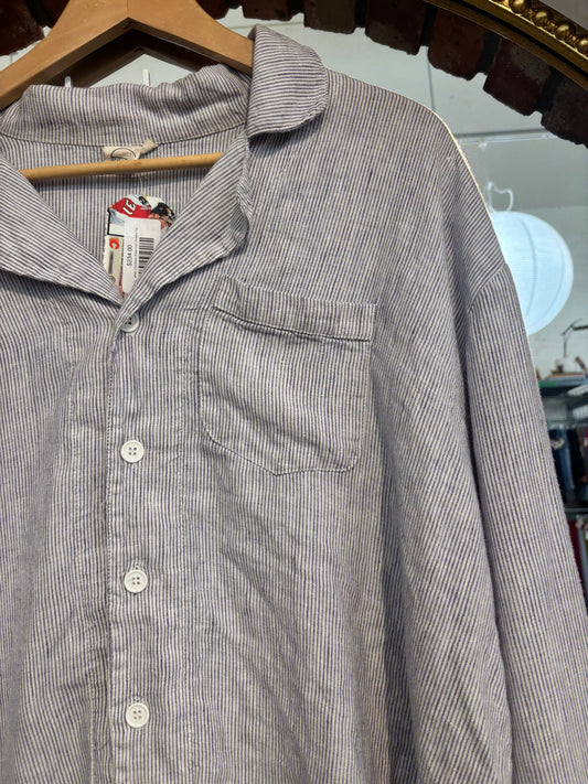 size L/XL white chambray stripe linen Shelter PJ SET- 2 piece