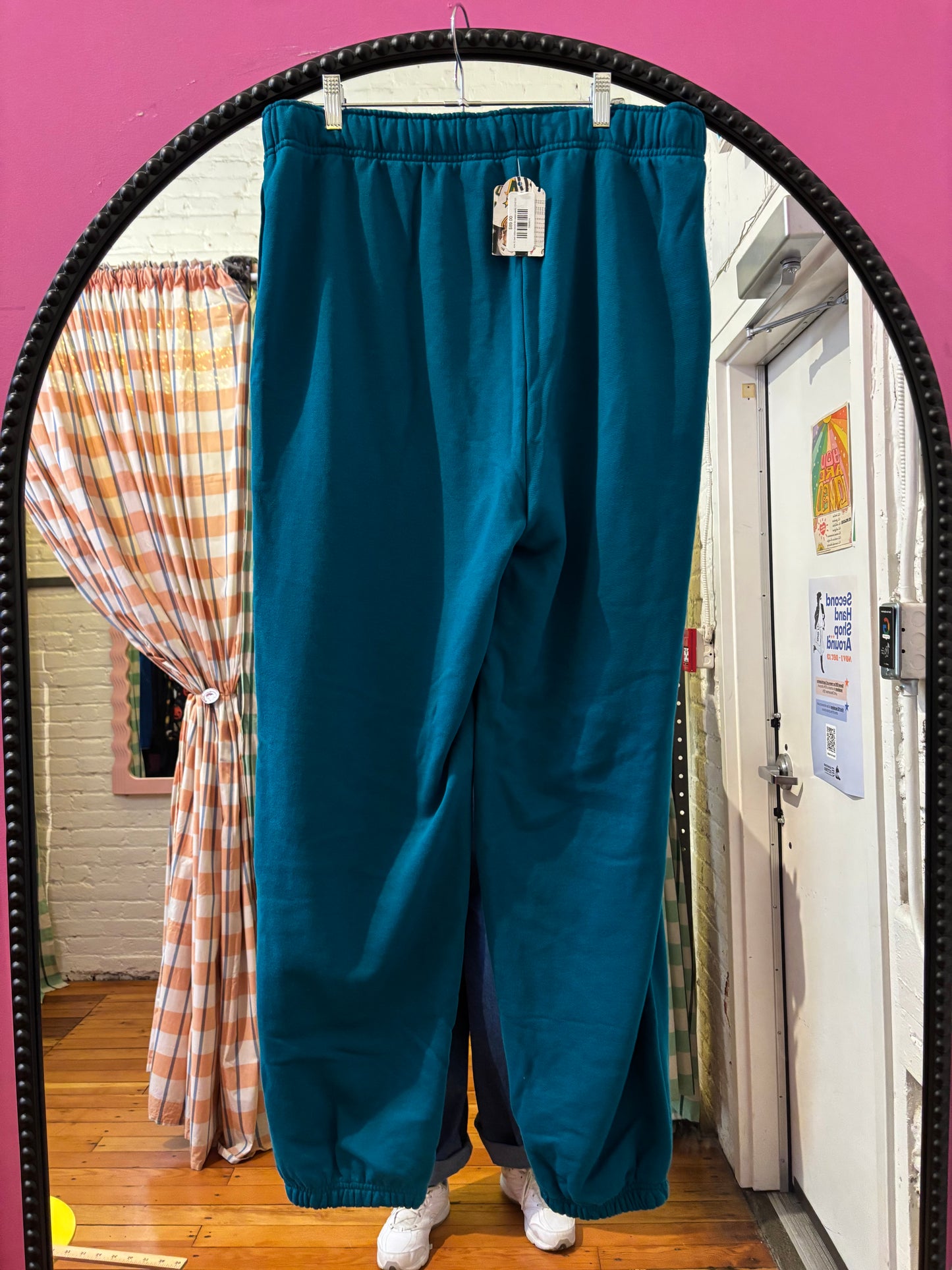 size XL teal cotton blend Alo sweat pants