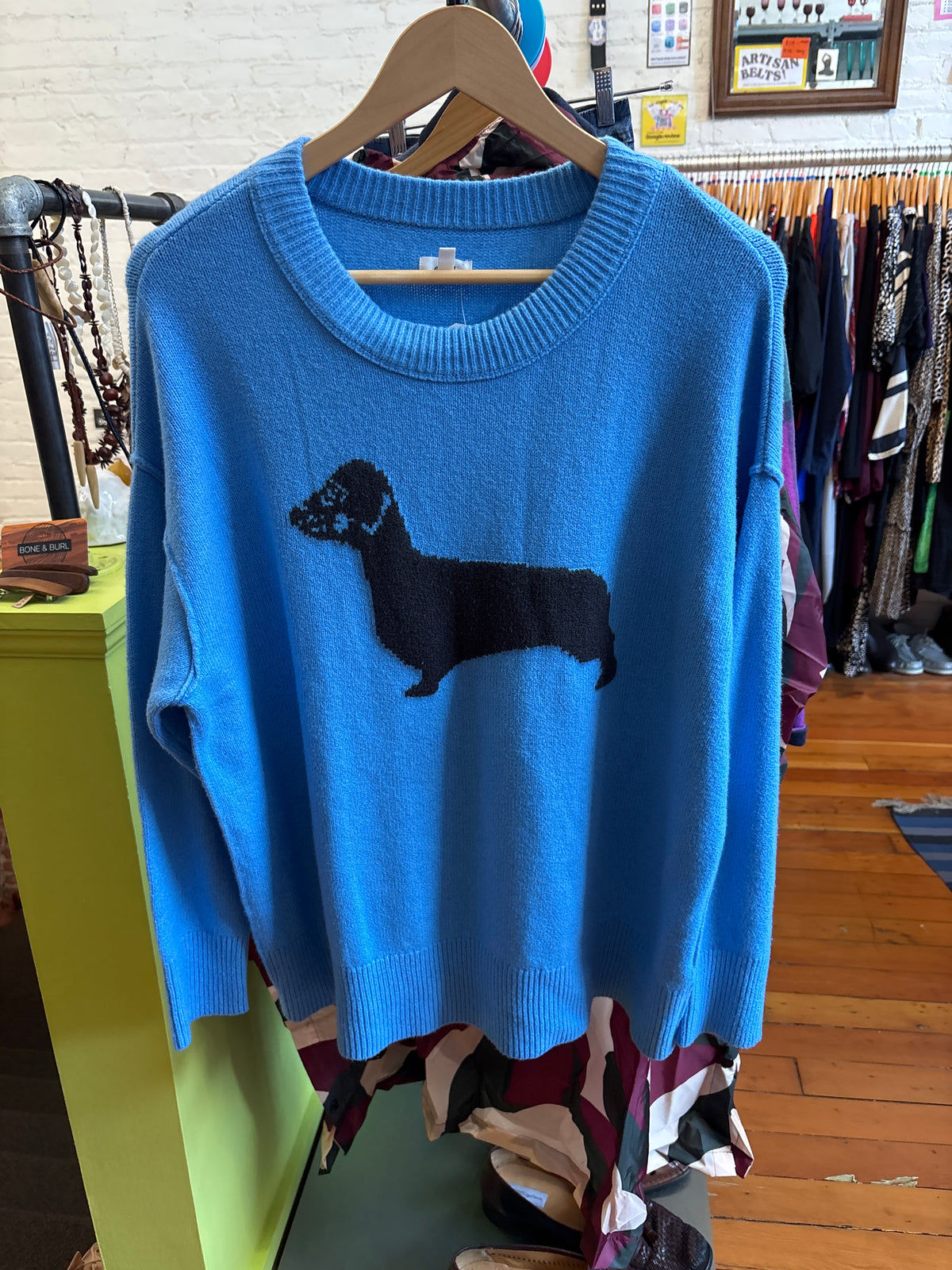 size L-1X blue with wiener dog American Eagle sweater - knit