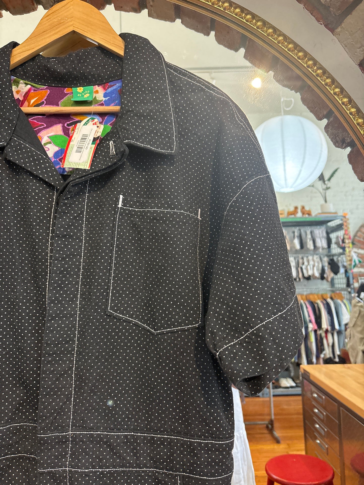 Size 2X black with white polkadots Maker boilersuit