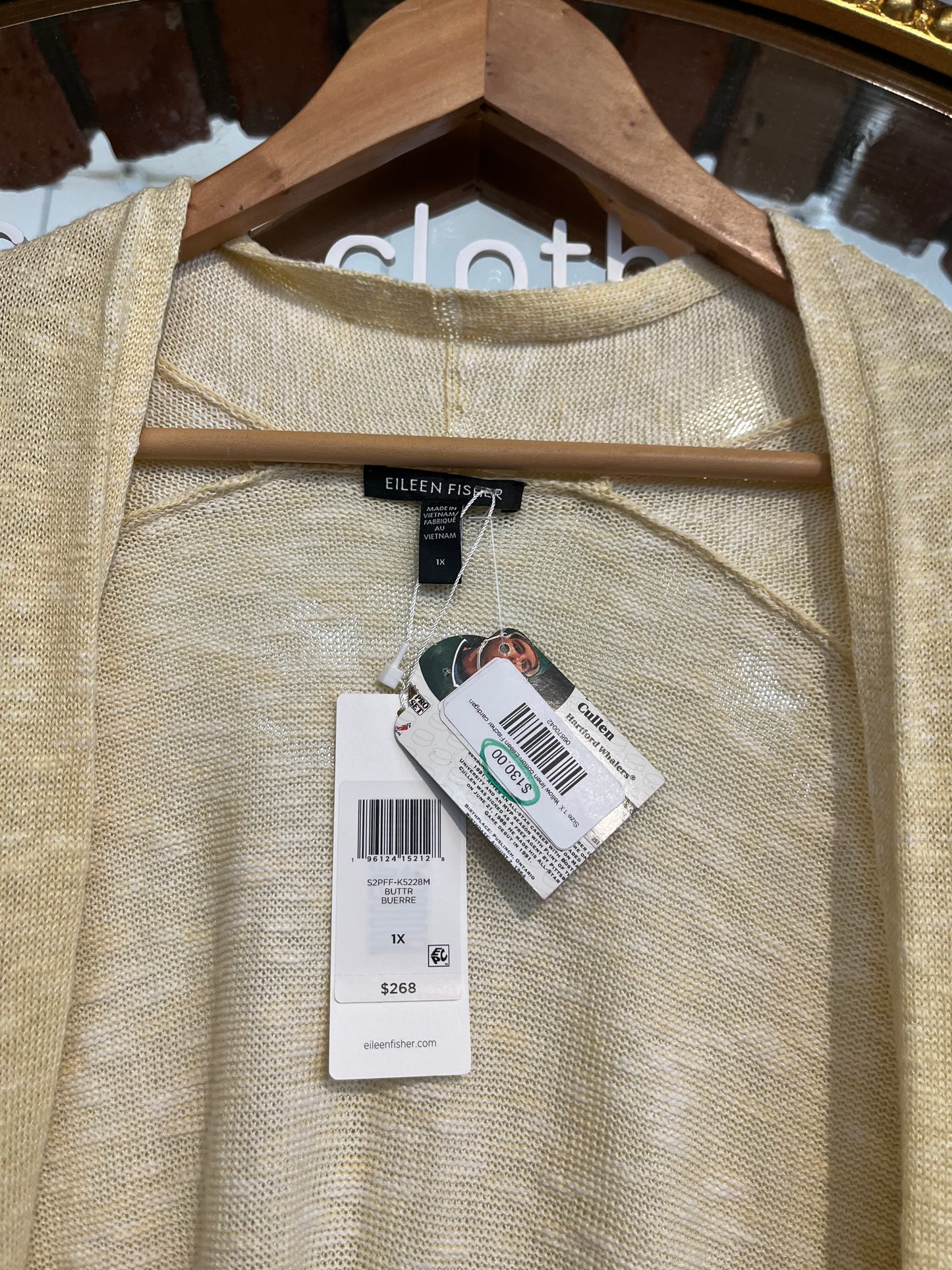 Size 1X Yellow linen cotton Eileen Fischer cardigan