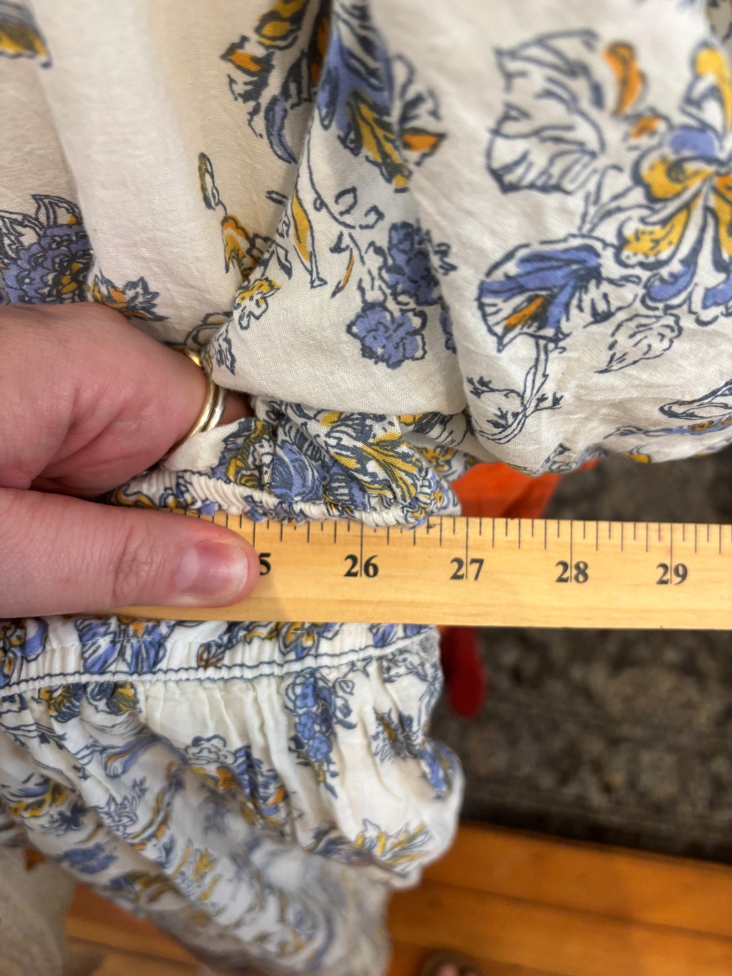 size 2X white with blue yellow florals LEA dress - maxi