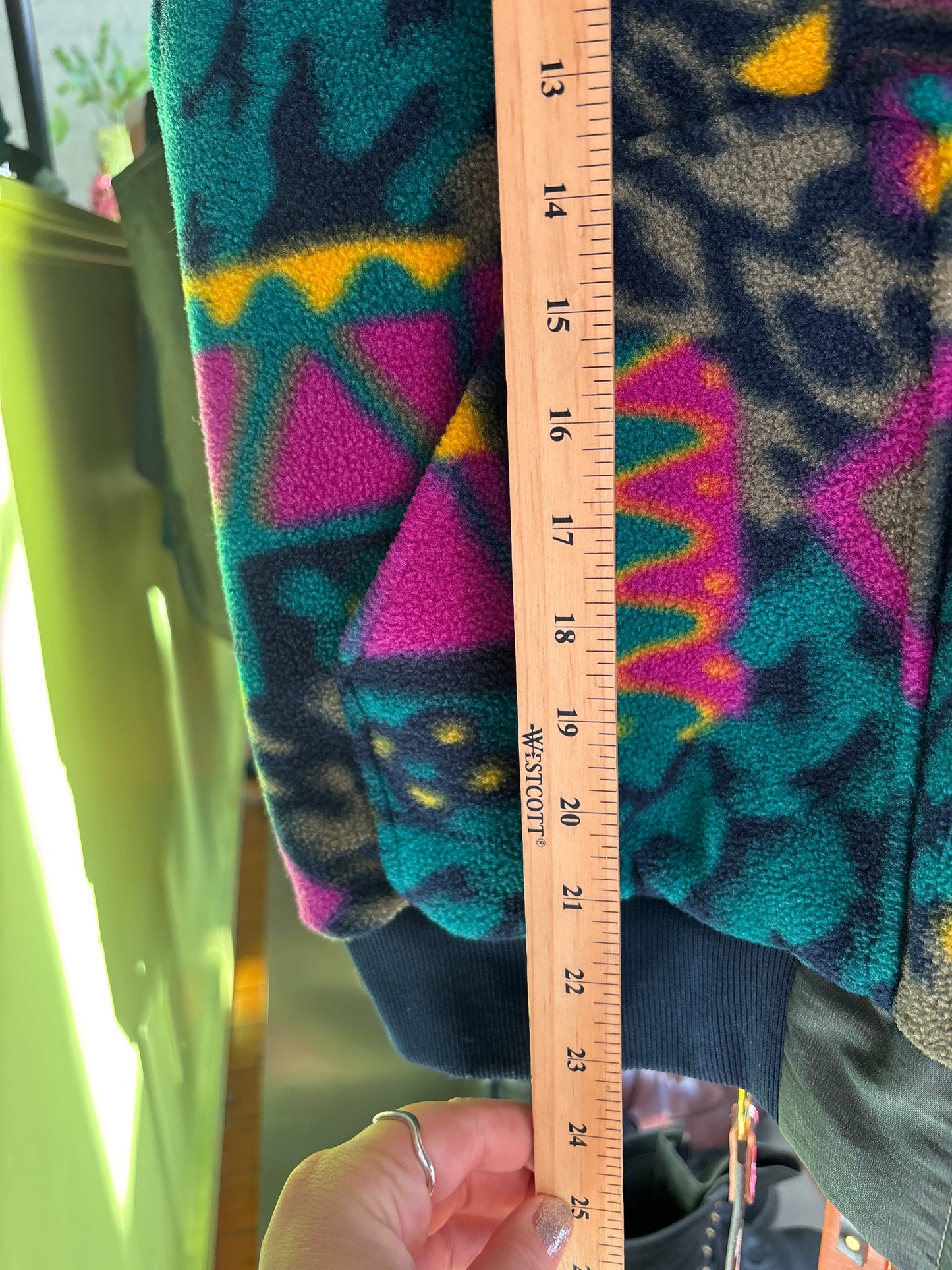 size flex teal yellow fleece VINTAGE vest - reversible