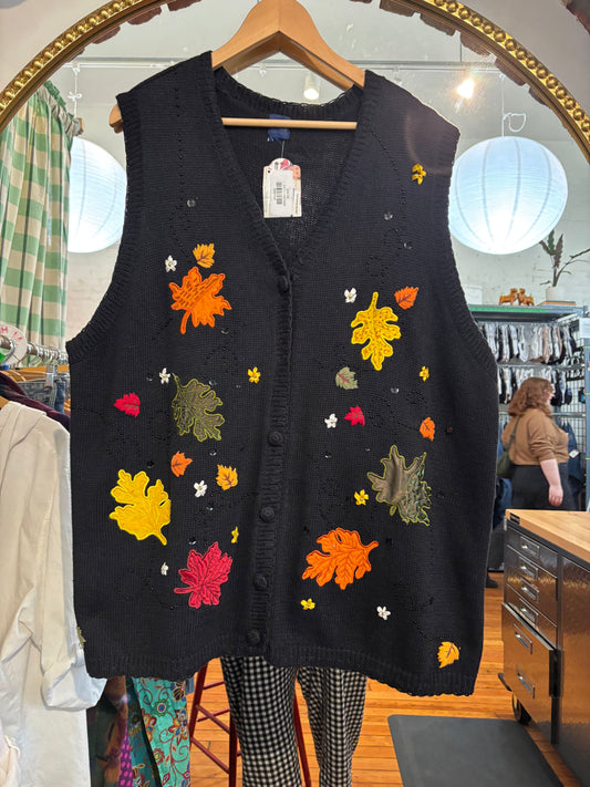 Vintage leaf vest - AS IS