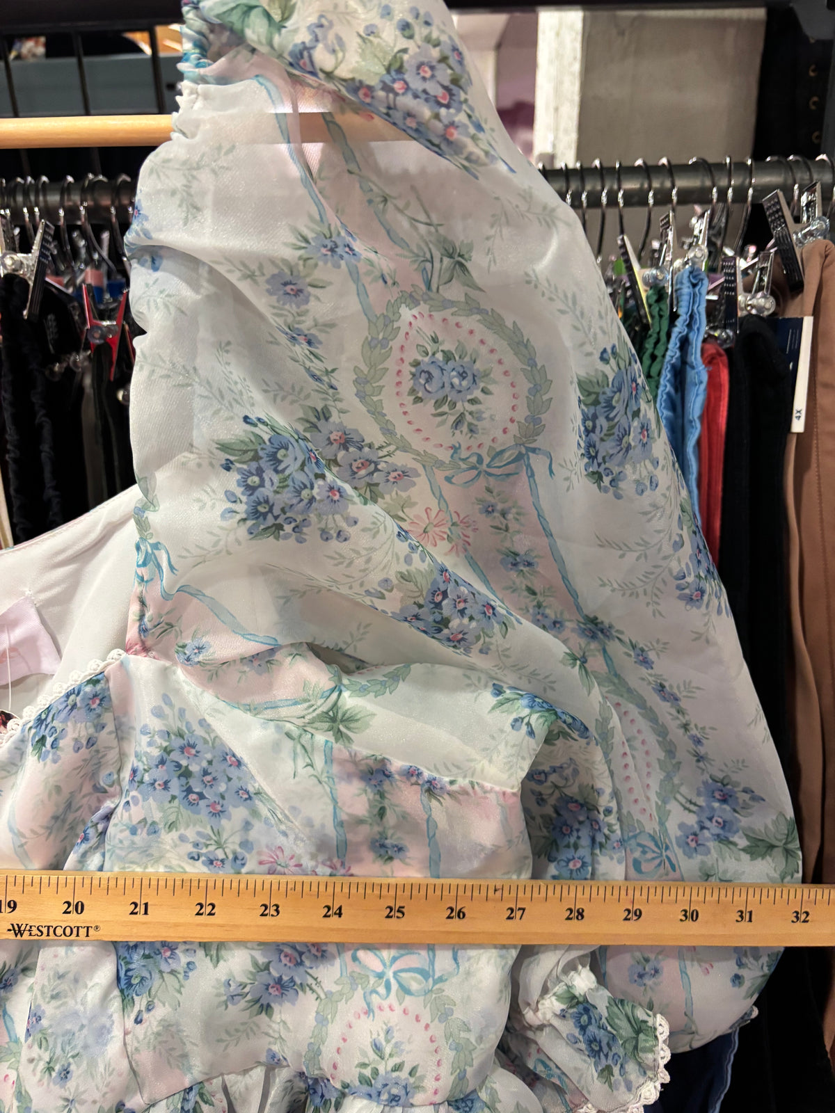size 3-4X La Belle Etoile Organza French Puff Blue and White SELKIE dress - longer