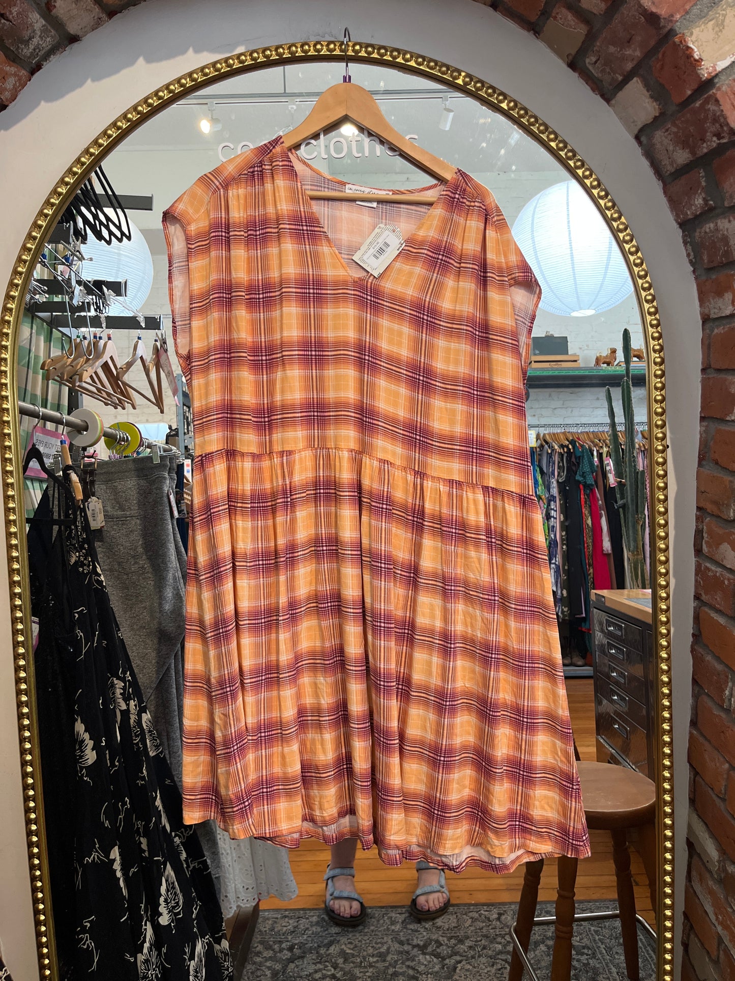 Size 20 orange burgundy plaid In Every Story dress