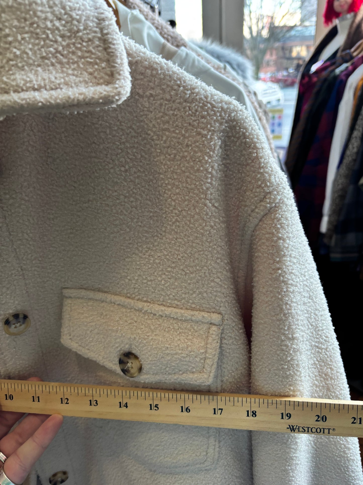size L cream fuzzy Jackson Rowe shacket