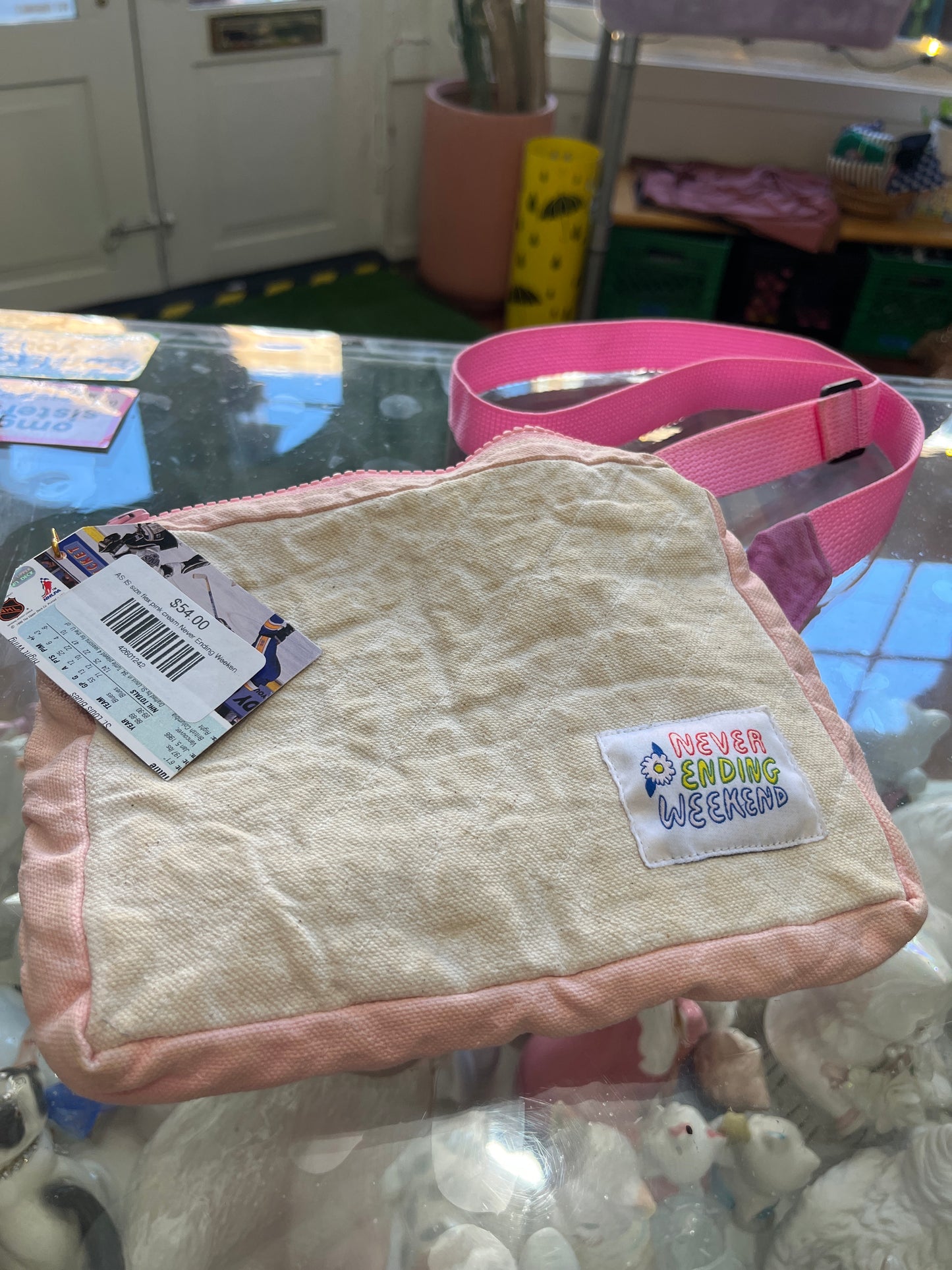 AS IS size flex pink cream Never Ending Weekend belt bag
