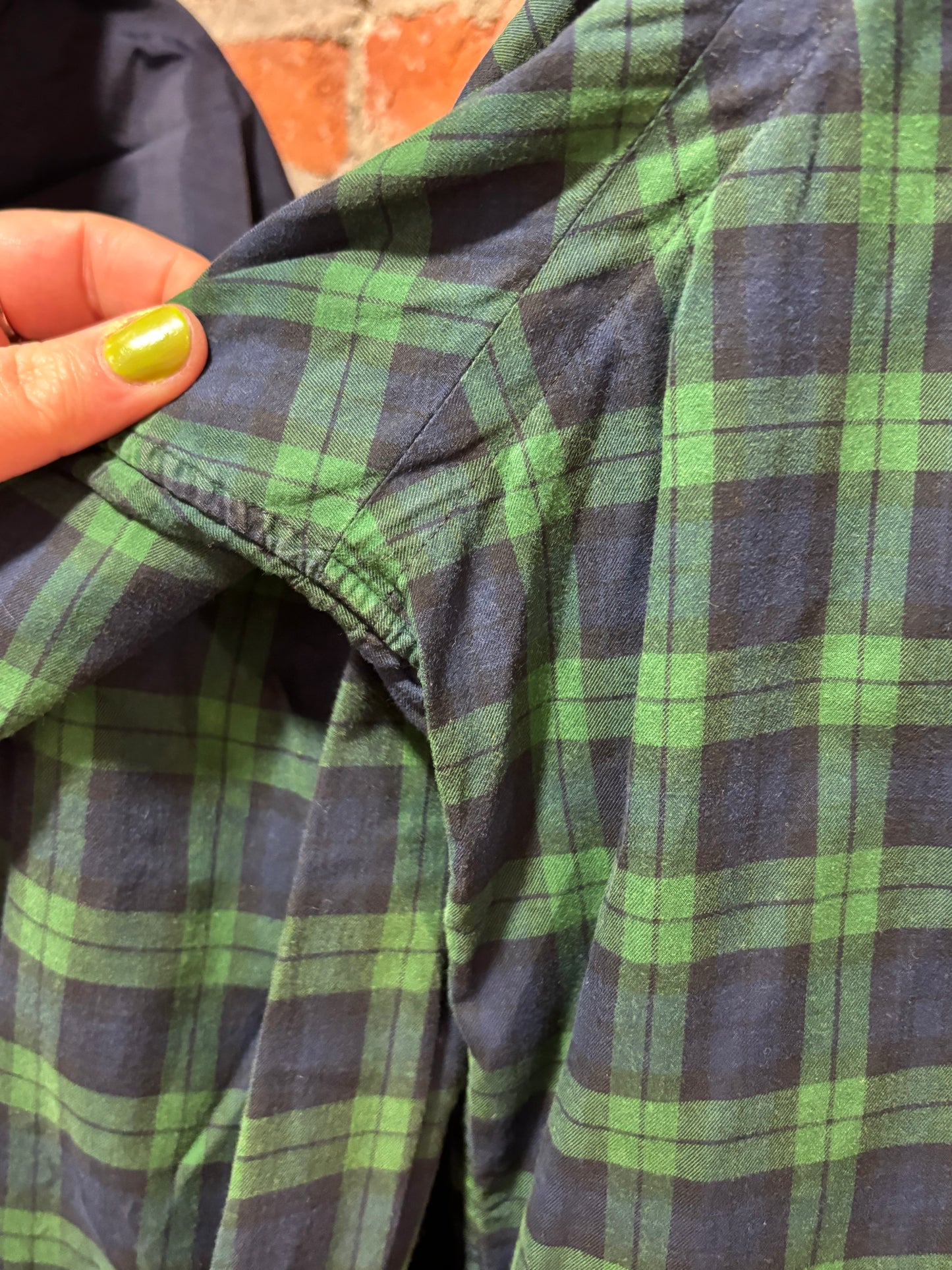 Size 4XB navy green plaid Ralph Lauren long - button up