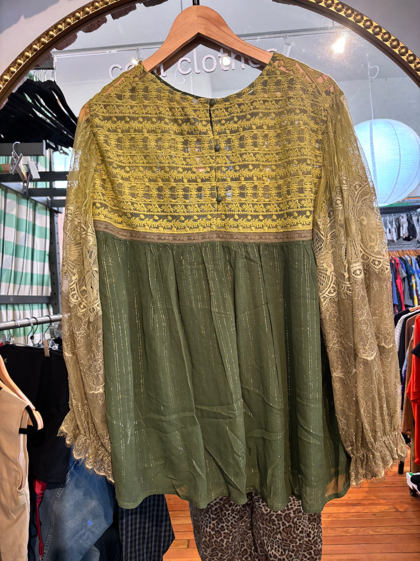 size XL  green on green  bl^nk London top - blouse