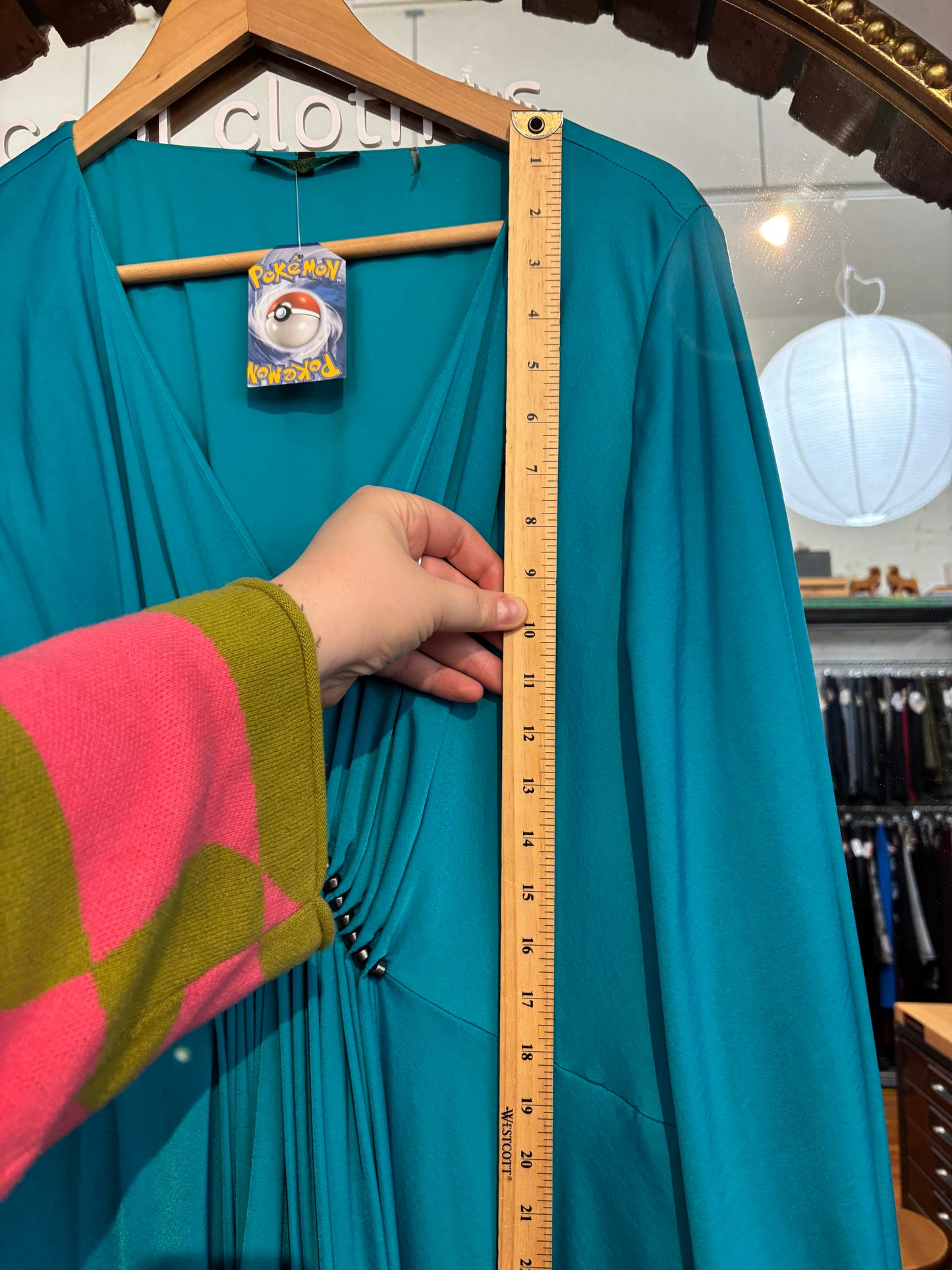 size XXL teal satin with details Kobi Halperin dress- maxi