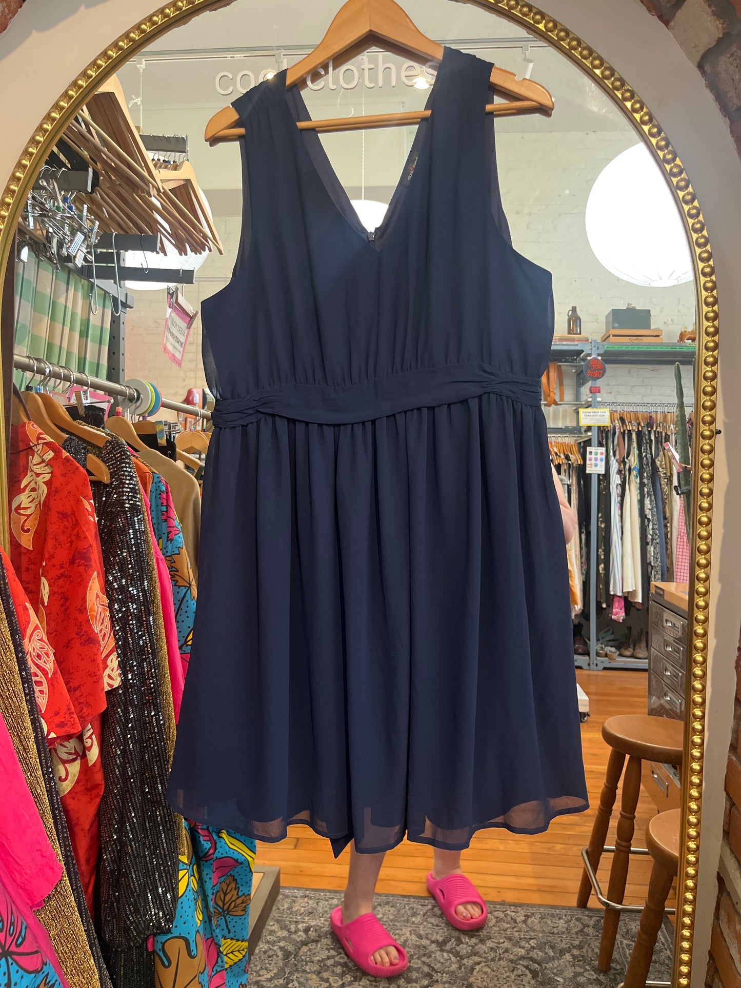 size XXL navy organza Stork & Babe dress - knee