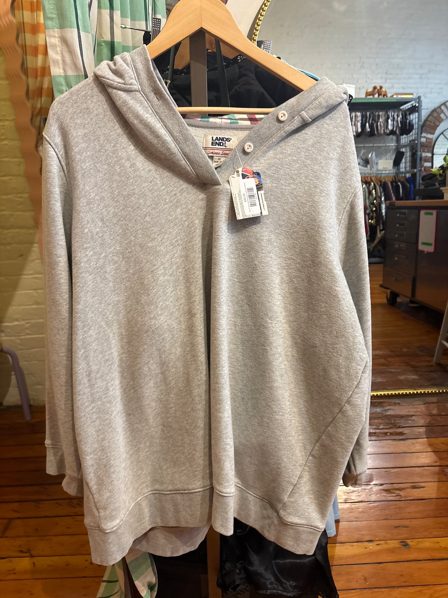 Size 3X light heathered grey Lands End Sweater