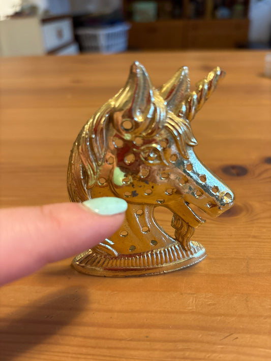 Vintage Unicorn Earring Holder Yellow and Gold Tone by Torino