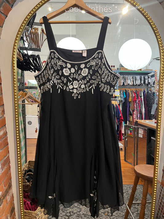 Black vintage Romans beaded dress size 32