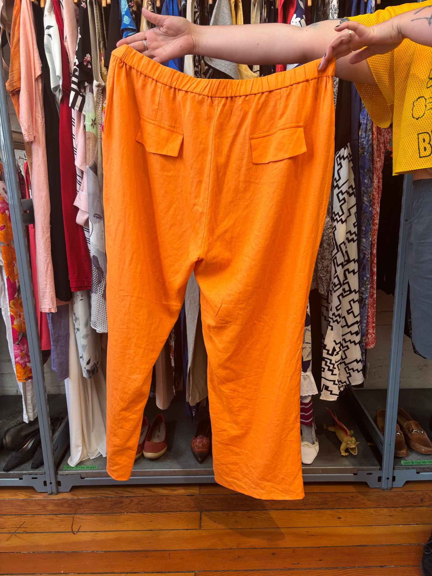 Size 3X Orange Hilary Macmillan Wide Leg Linen Pant
