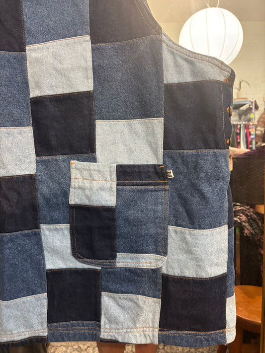 Size 26 blue patchwork denim dress Lucy and Yak pinafore