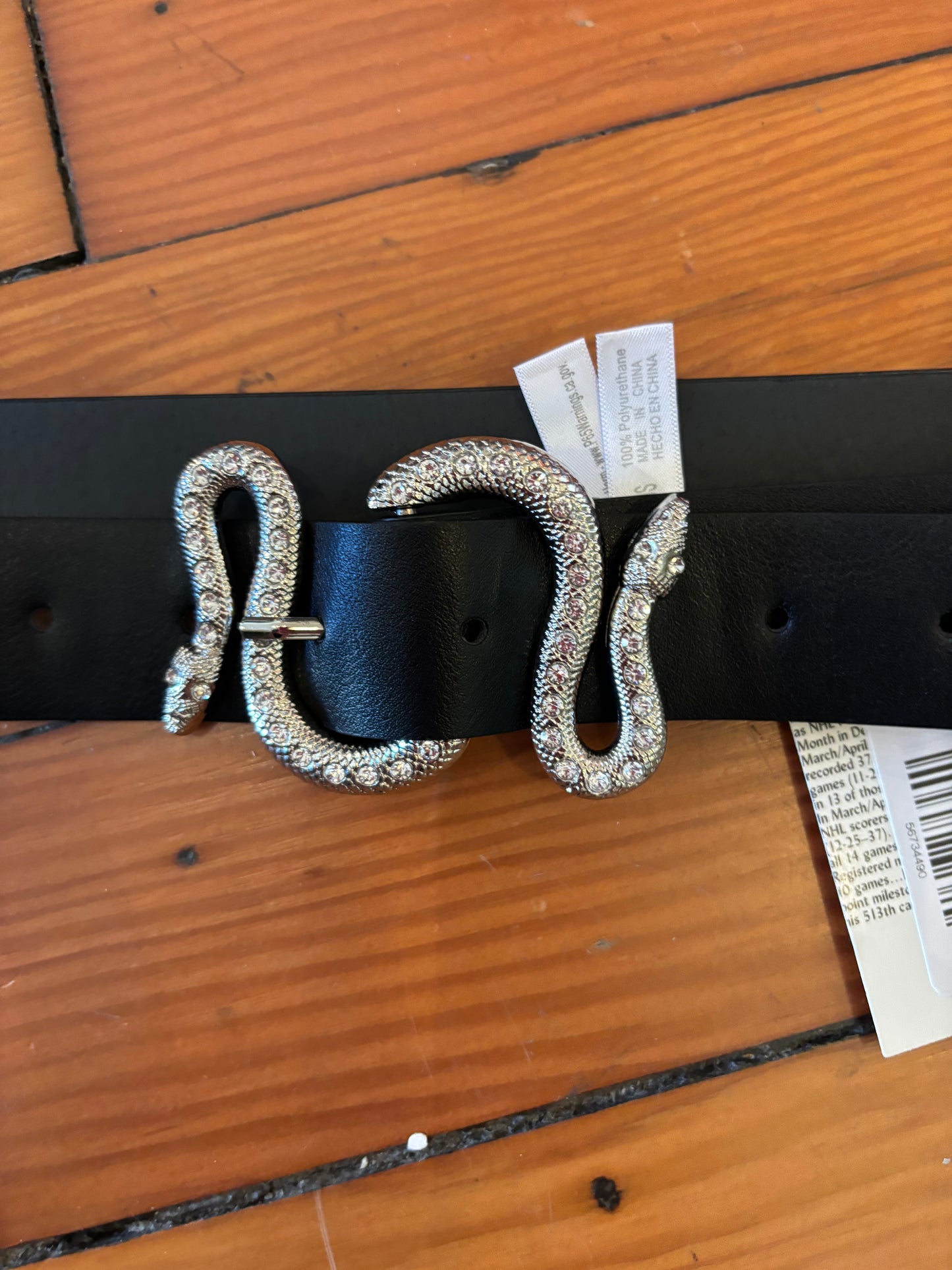 Size 3X Black with silver sparkly snake Snake Belt