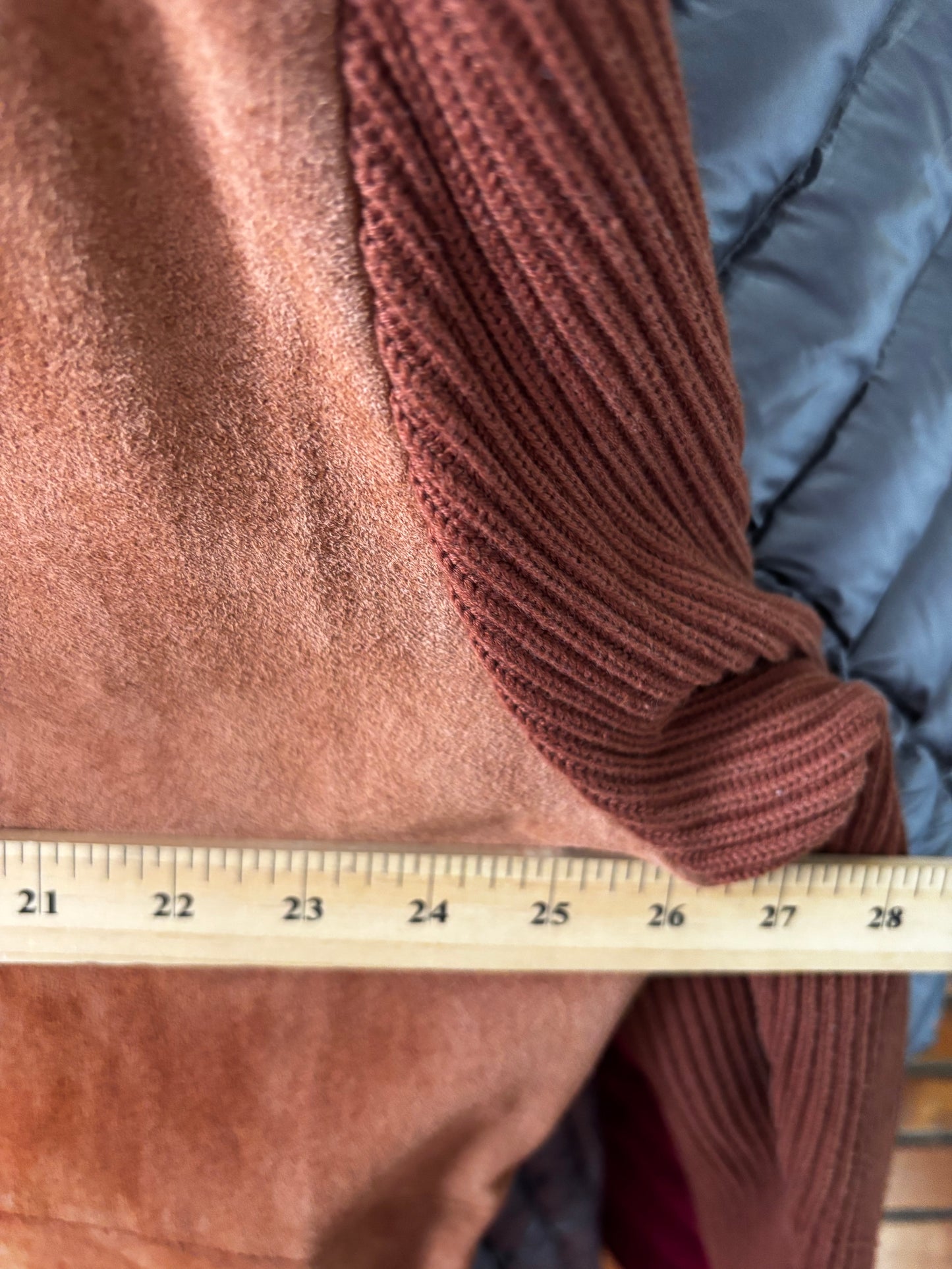 size 3XL brown leather with rabbit fur collar VINTAGE Nygaard jacket