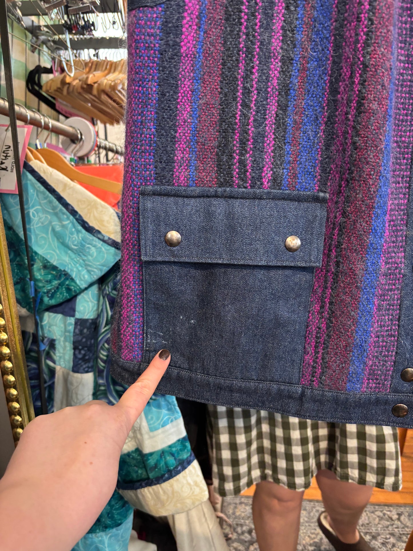 size flex denim with wool details VINTAGE vest