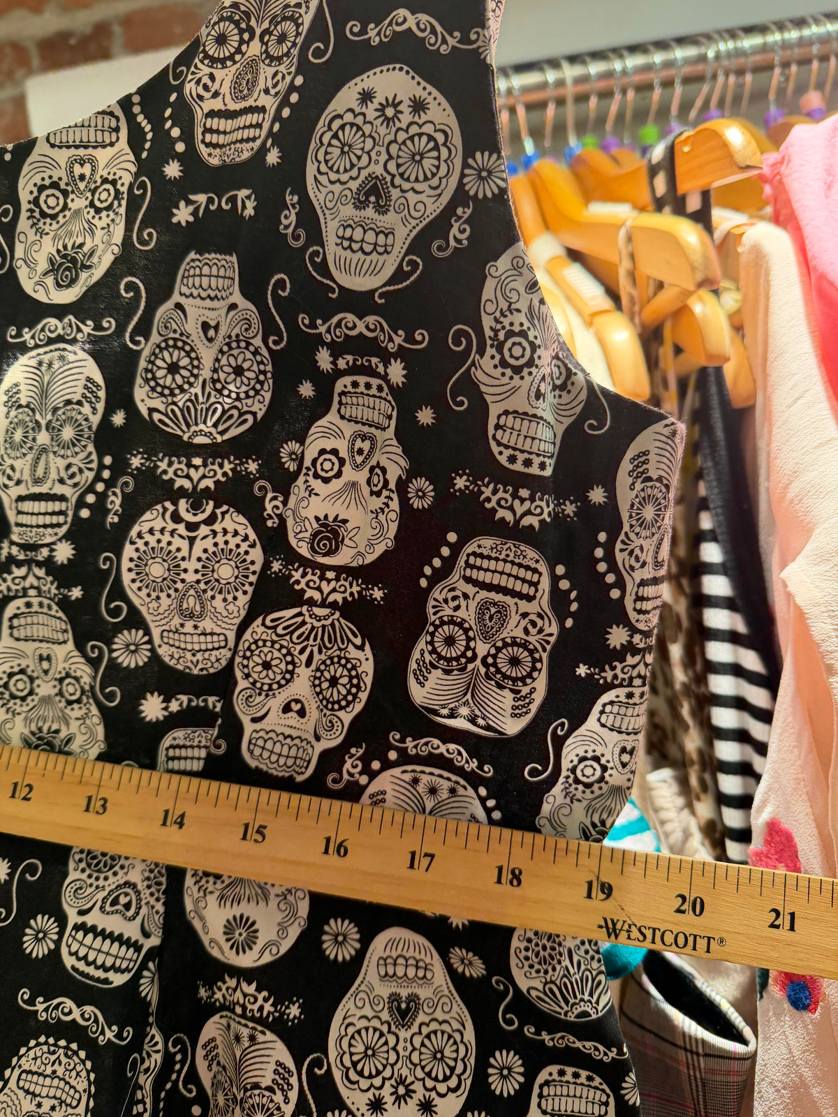 size 0X(small fit) black skulls glow in the dark Cherry Velvet dress - pinup