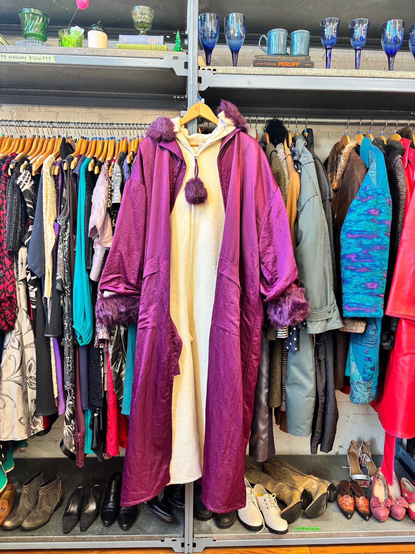 RARE Size L Vintage Linda Lundstrom 3 in 1 Coat Burgundy/Cream