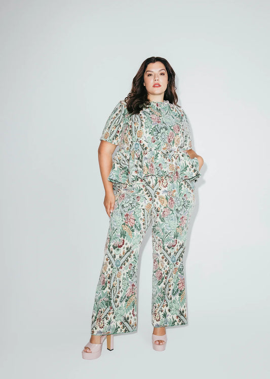size 2X Hilary Macmillan multi Jacquard floral top