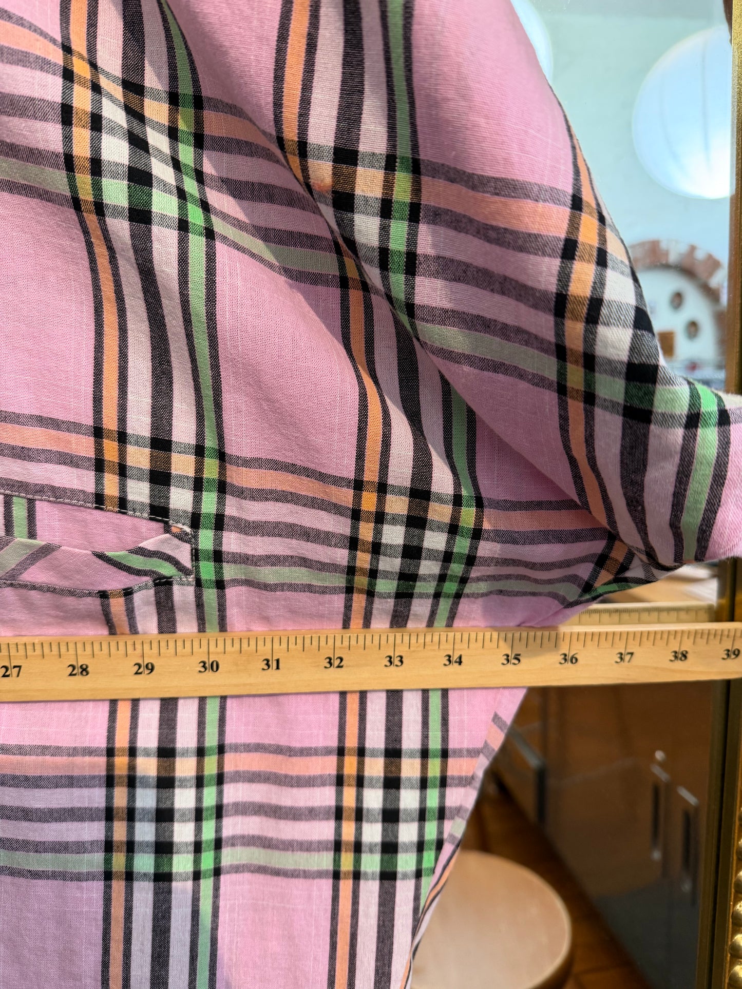 size flex pink plaid COTTON Red Sky dress - boxy
