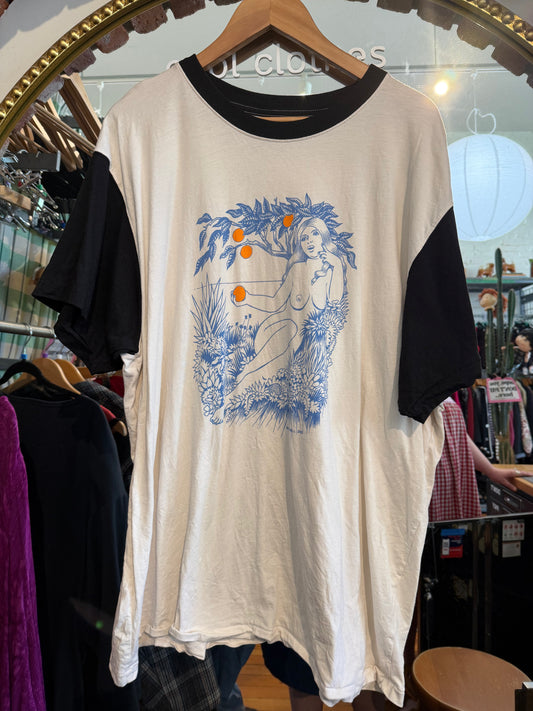 size 3XL cream titties Big Bud Press - many colour tee - baseball graphic