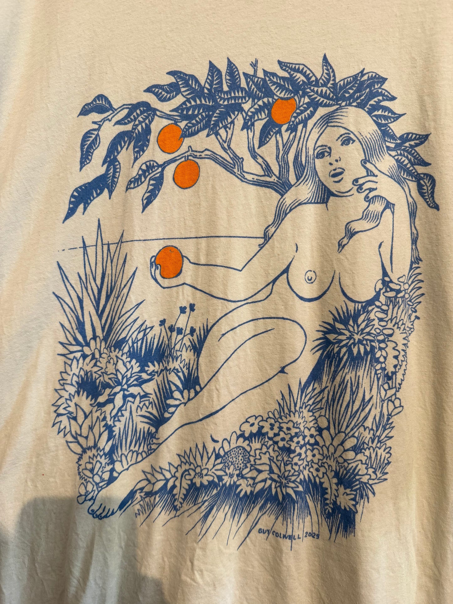 size 3XL cream titties Big Bud Press - many colour tee - baseball graphic