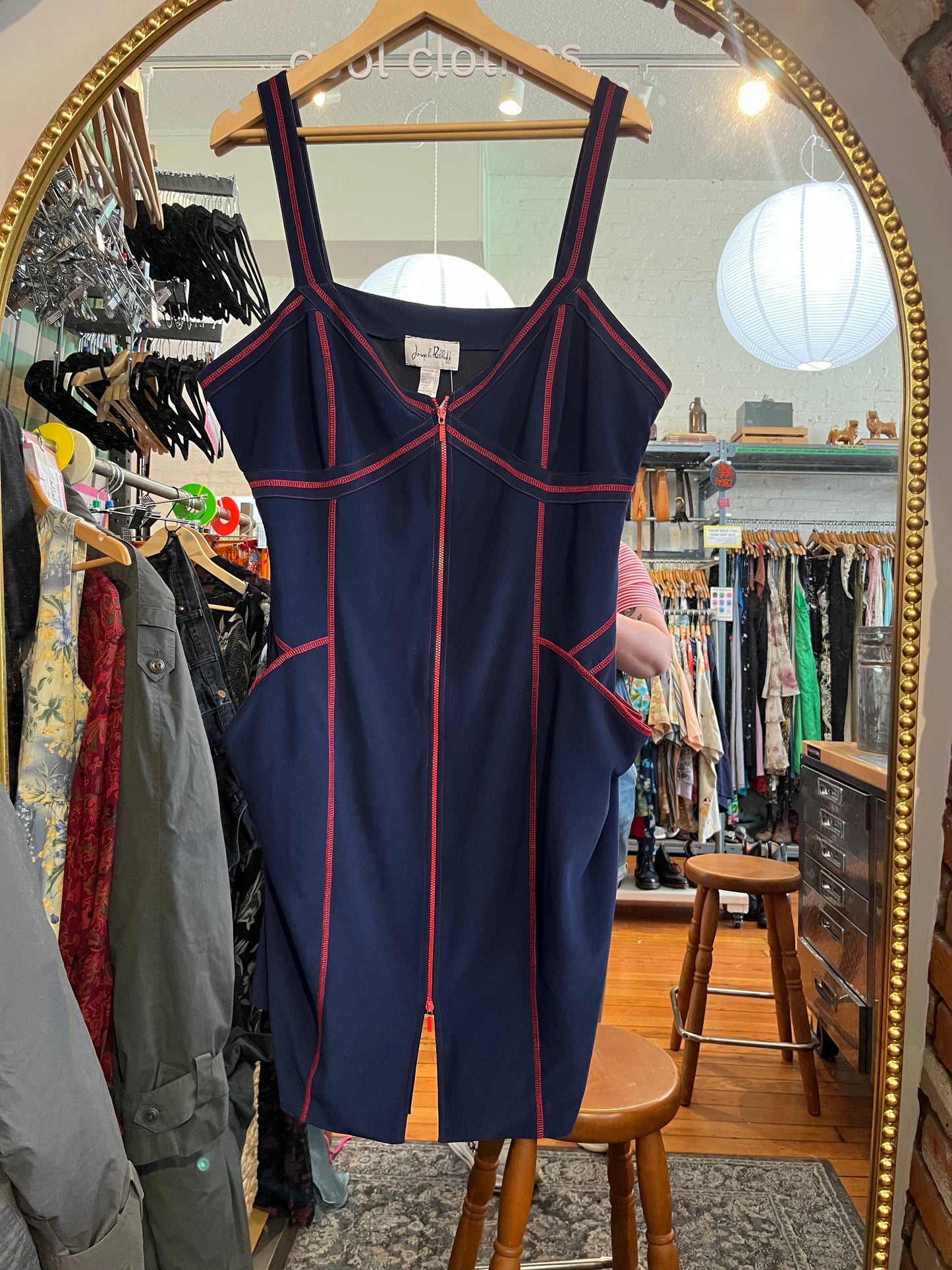 size 22 navy with red stiching Joseph Ribkoff dress - tight