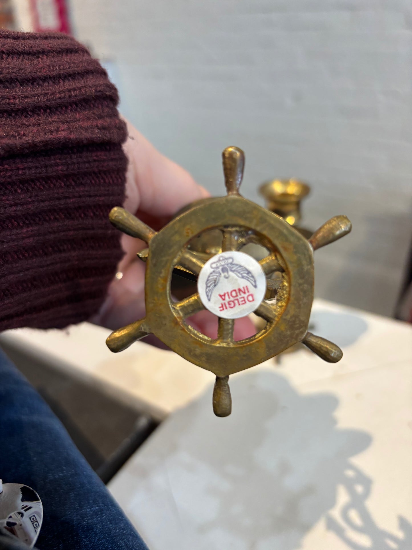 Vintage brass anchor candle holders