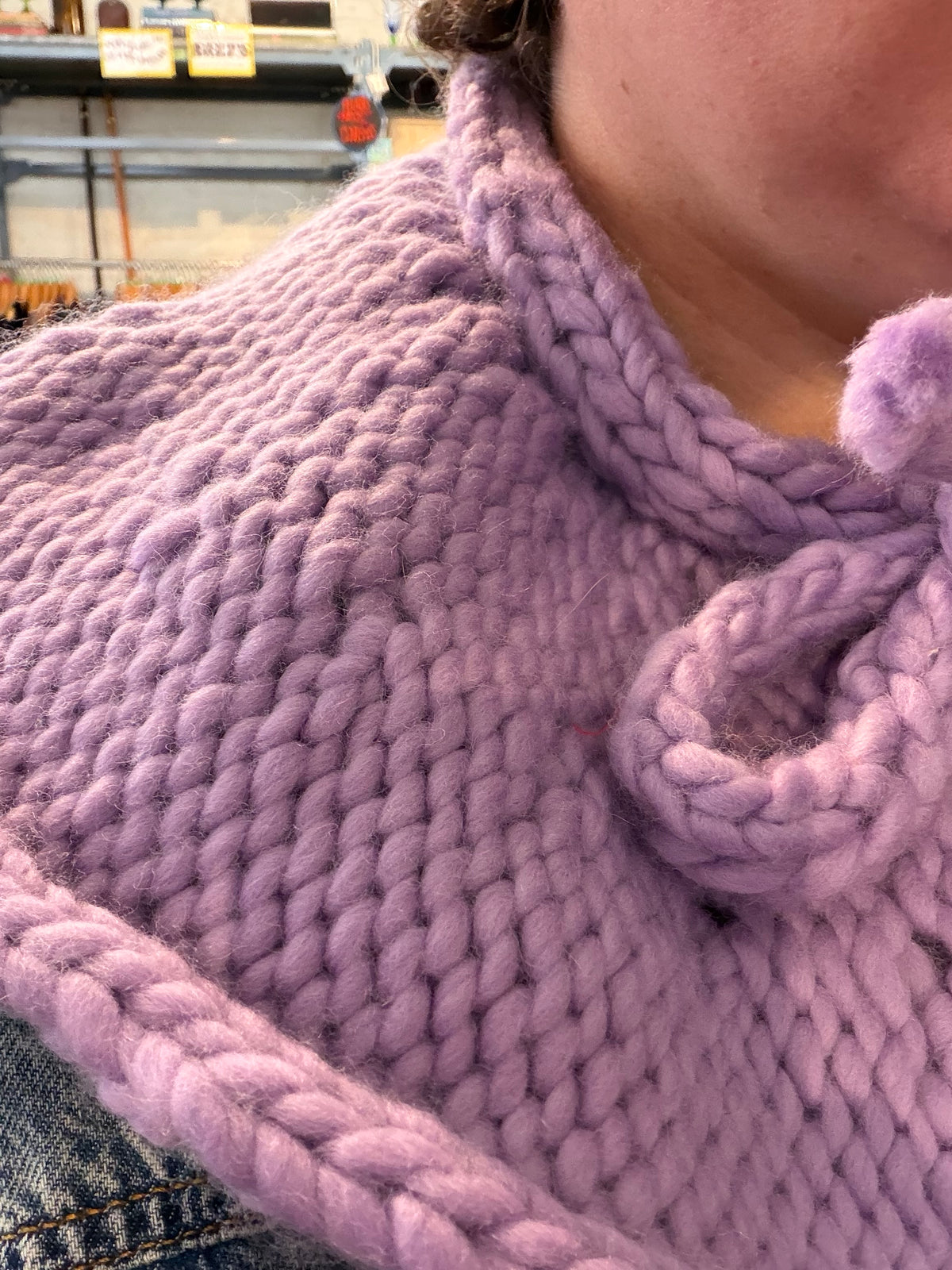 handknit lavendar WOOL Val & Ewe collar - chunky