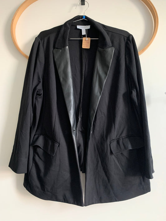 Size 22 Black blazer with pleather lapel