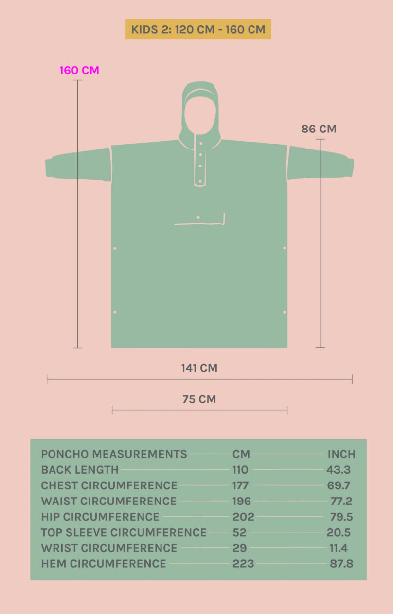 Kids 2 size chart rainkiss poncho