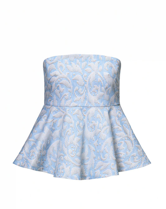 Blue print Hilary Macmillan Twill Peplum Top