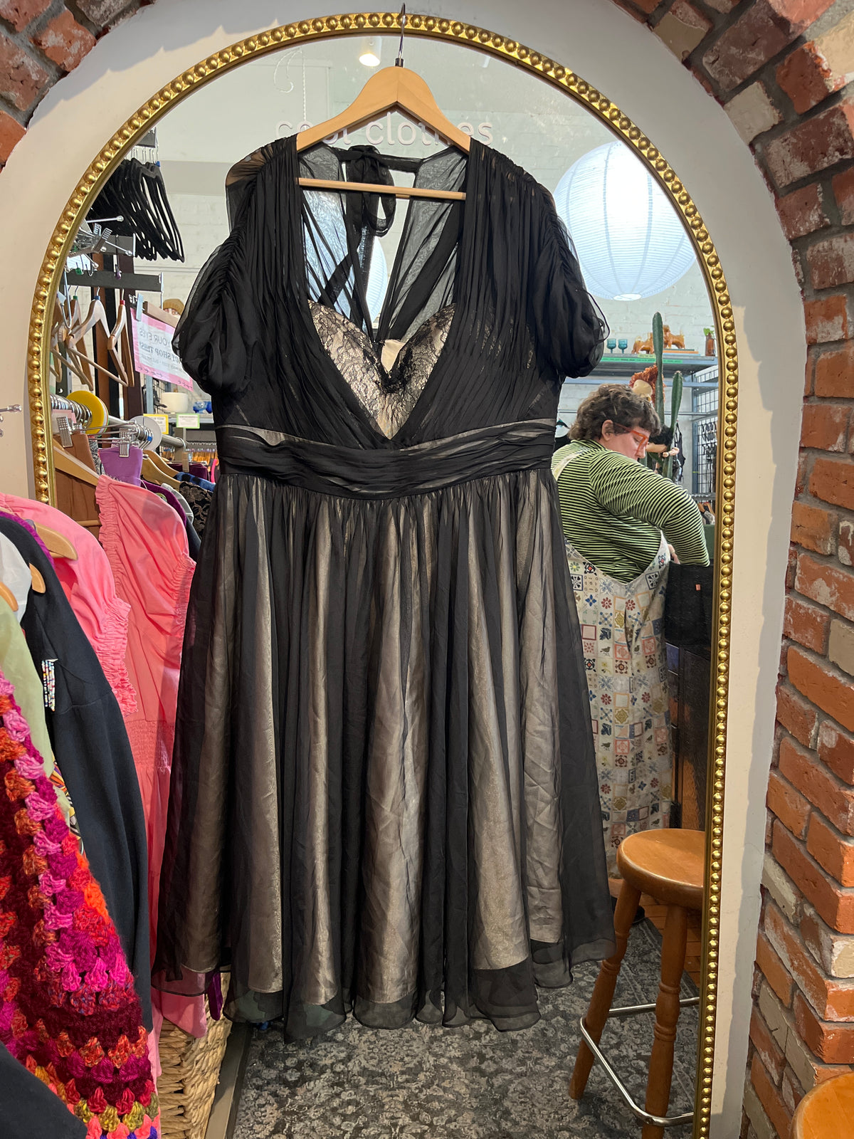 size 4XL black champagne lace Tempest Storm by Tatayana dress - fancy