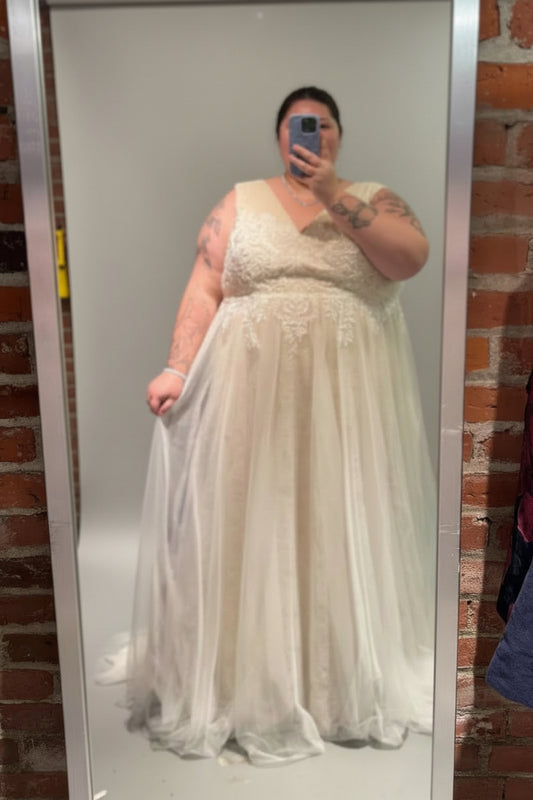 Asos off white organza overlay wedding dress